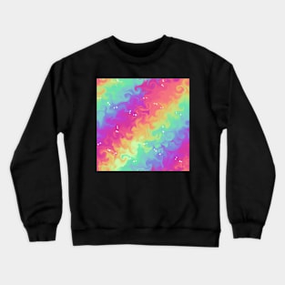 Silly Floating Googly Eyes on Rainbow Swirls Crewneck Sweatshirt